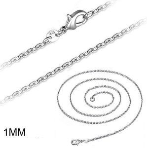 Unisex 925 Sterling Silver Stamped O Chain 1 MM Pendant Chain Necklace 18"